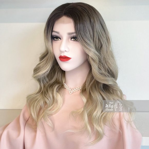 Dark Roots Vanilla Blonde Natural Ombre Wavy Lace Front Wig | Penny - Picture 9 of 13